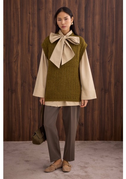 Bisiklet Yaka Süveter Yosun modelleri