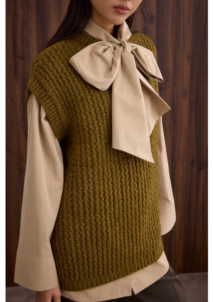 Bisiklet Yaka Süveter Yosun fırsatları