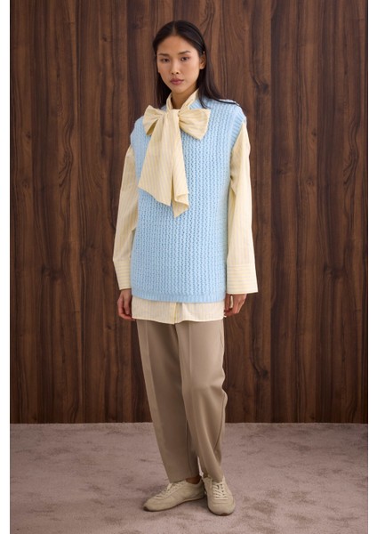 Bisiklet Yaka Süveter Buz Mavi modelleri