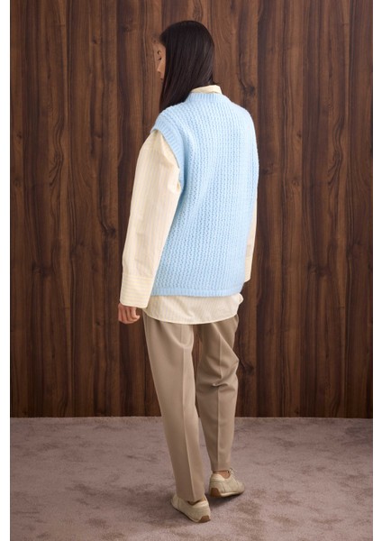 Bisiklet Yaka Süveter Buz Mavi indirimleri