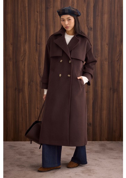 Rüzgarlıklı Uzun Kaban Acı Kahve modelleri