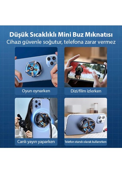 Ultra Soğutma Cx 09 Turbo Telefon Soğutucu Oyun Canlı Yayın Youtuber Için Magsafe Mıknatıslı