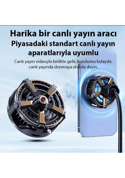Ultra Soğutma Cx 09 Turbo Telefon Soğutucu Oyun Canlı Yayın Youtuber Için Magsafe Mıknatıslı