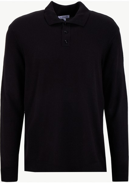 Polo Yaka Basic Düz Siyah Erkek Kazak MML5WM-KZK9528