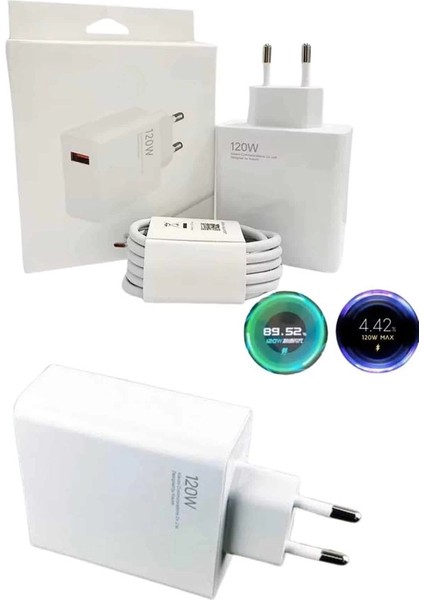 Buğz 120 Watt Turbo Hızlı Şarj Aleti Seti Hızlı Şarj Adaptörü Beyaz