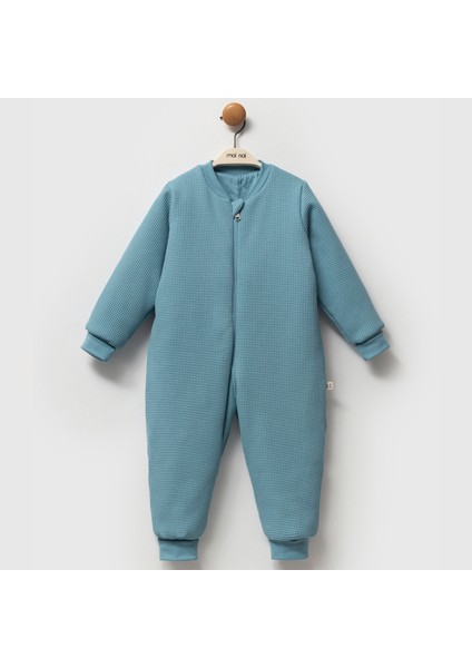 Fermuarlı Bisiklet Yaka Uyku Tulumu Unisex 2,5 Tog Waffle Kendinden Desenli