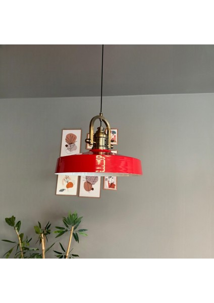 Açe Kırmızı Tekli Delikli Eskitme Başlık Avize Retro Sarkıt Ofis Showroom Salon Mutfak Avizeleri modelleri