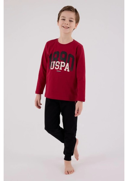 U.s. Polo Assn Uzun Kol Pijama Takım US2203-4 Bordo