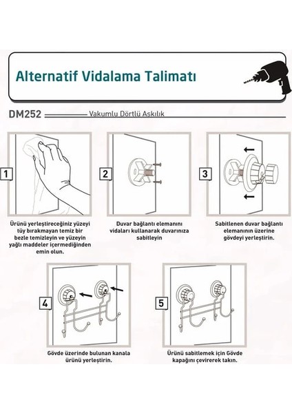 Vakumlu Banyo Havlu Askısı 4 Kancalı Siyah S252 indirimleri