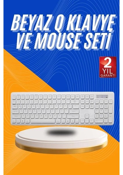 Buğz Kablosuz Klavye Mouse Seti Beyaz Q Klavye Tüm Cihazlara Uyumlu fiyatları