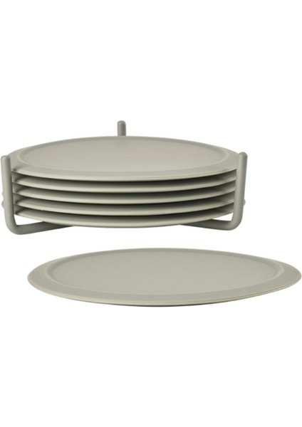 Singles 6'lı Bardak Altlığı Çamur Rengi 3,1 cm - Çap 10 cm