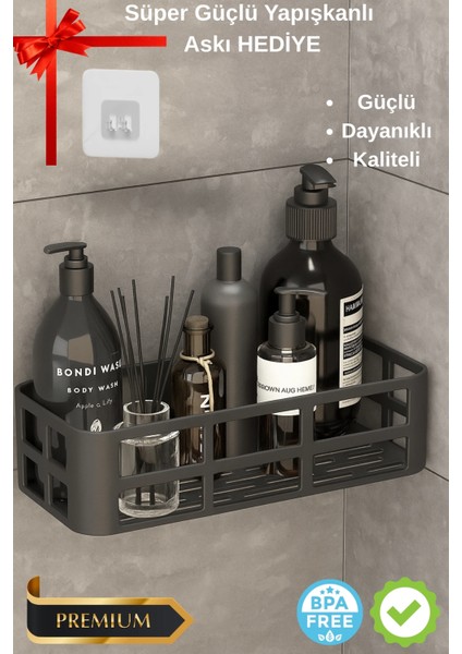 Buğz Banyo Düzenleyici Organizer Şampuanlık Havlupan Askısı Havluluk Siyah Banyo Duş Rafı Mutfak Rafı