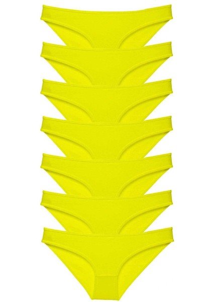 7 Adet Süper Eko Set Likralı Kadın Slip Külot Sarı