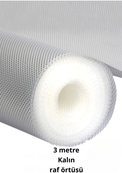 Buğz Premium 3 Metre Pıtırcıklı Kaydırmaz Şeffaf Raf Örtüsü Halı Kaydırmaz 45 CMX3M Kalın Kaliteli Folyo