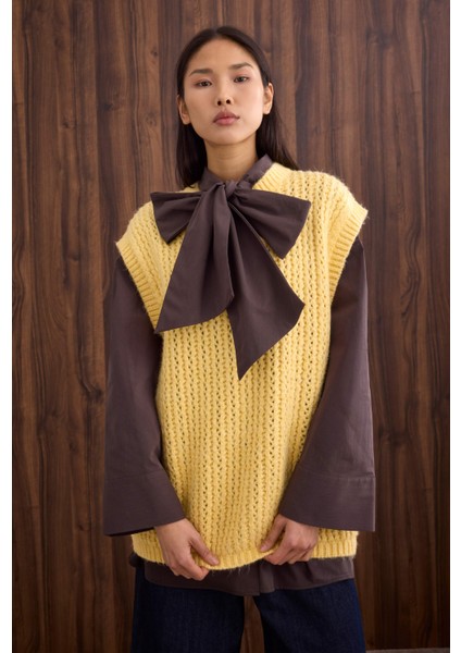 Bisiklet Yaka Süveter Soft Sarı
