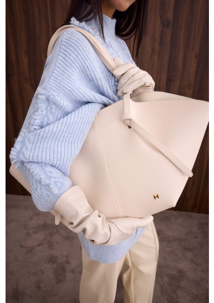 Maxi Shopper Çanta Ekru