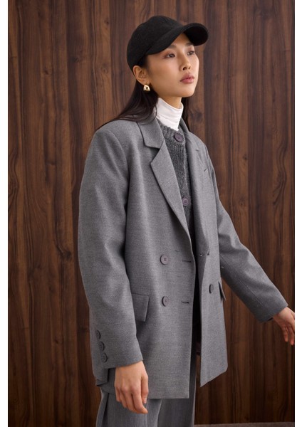 Ince Kaşe Kruvaze Ceket Antrasit fiyatları