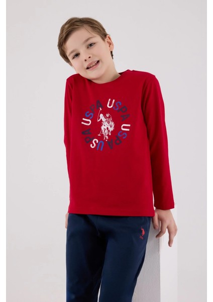 U.s. Polo Assn Uzun Kol Pijama Takım US2214-4 Kırmızı modelleri