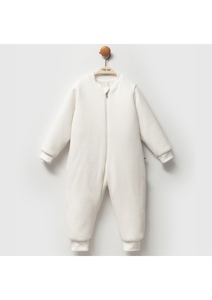 Fermuarlı Bisiklet Yaka Uyku Tulumu Unisex 2,5 Tog Waffle Kendinden Desenli