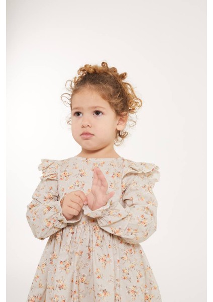 Çiçek Desenli Fisto Elbise 2-8 Yaş KET002