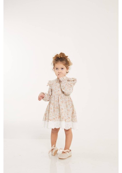 Çiçek Desenli Fisto Elbise 2-8 Yaş KET002 modelleri