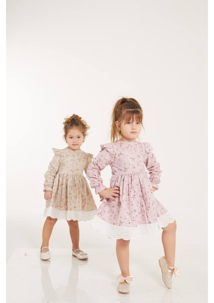 Çiçek Desenli Fisto Elbise 2-8 Yaş KET002