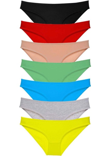 7 Adet Süper Eko Set Likralı Kadın Slip Külot Çok Renkli