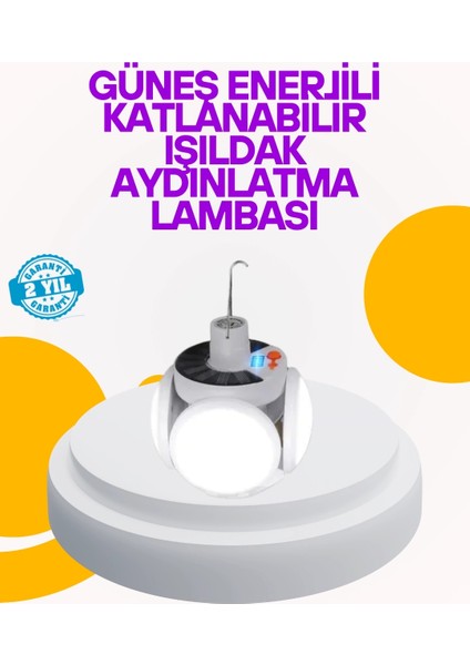 Buğz Solar Enerjili Katlanabilir LED Kamp ve Bahçe Lambası