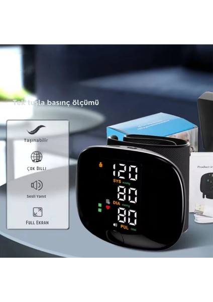 Buğz Sesli Dijital Bilek Tansiyon Aleti – Akıllı Dokunmatik Lcd, Şarj Edilebilir ve Ev Tipi