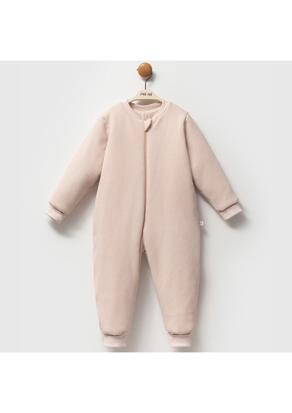 Fermuarlı Bisiklet Yaka Uyku Tulumu Unisex 2,5 Tog Waffle Kendinden Desenli