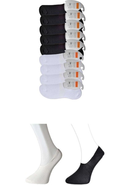 Siyah ve Beyaz Erkek Babet Çorap 9 çift