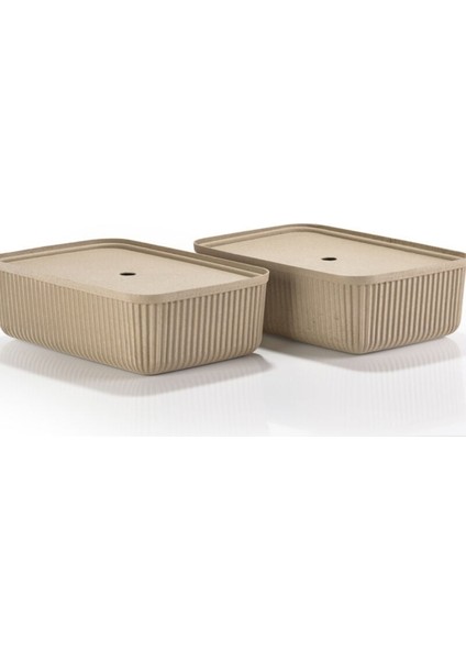 Pulp 2'li Saklama Kutusu 17 L Çamur Rengi 48 x 32 x 15 cm fırsatları