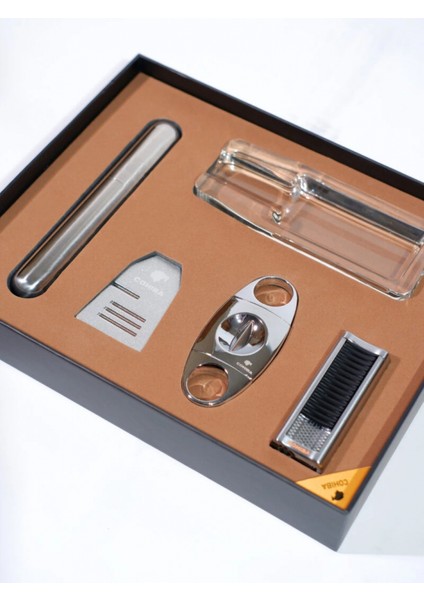 Çakmak Kesici Tüp Küllük Sehpa Beşli Gümüş Puro Seti CST0268 modelleri