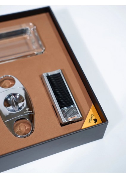 Çakmak Kesici Tüp Küllük Sehpa Beşli Gümüş Puro Seti CST0268 indirimleri