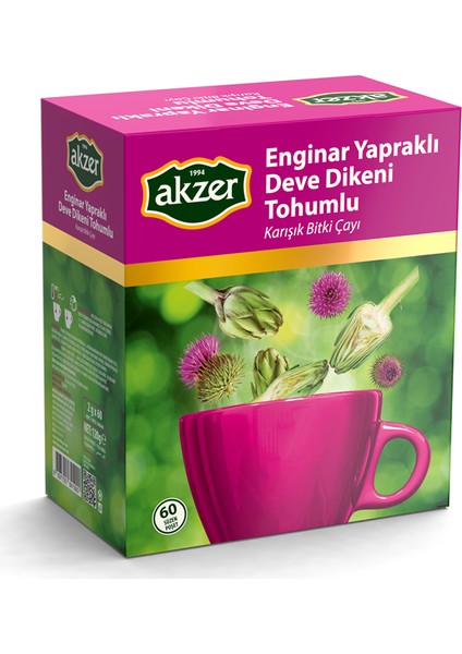 Enginar Yapraklı Deve Dikeni Tohumu Çayı 60 Poşet Ferahlatıcı Bitki Çayı