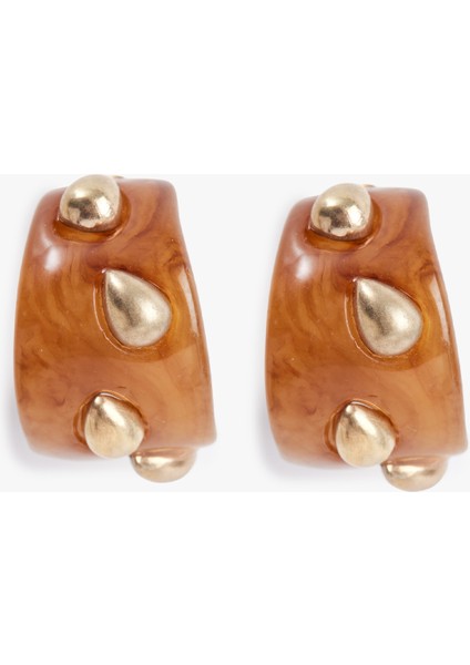 Boncuk Detaylı Halka Küpe