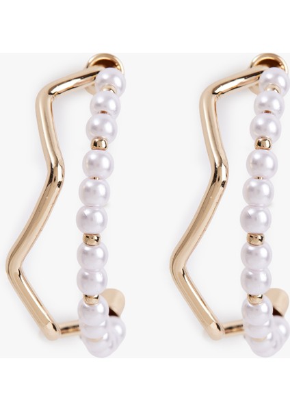 Incili Geometrik Halka Küpe