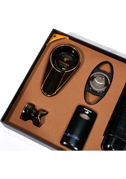 Çakmak Kesici Kılıf Küllük Sehpa Beşli Siyah Puro Seti CST0261 modelleri