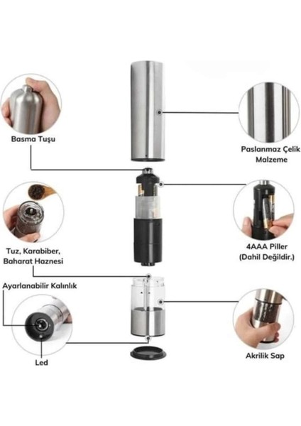 Buğz Otomatik Tuz ve Karabiber Öğütücü Baharat Öğütücü Tuz Karabiber Değirmeni fiyatları