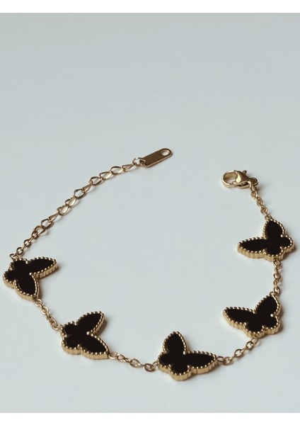 Siyah Sıra Kelebekli Gold Bileklik fırsatları