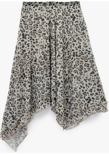 Asimetrik Kesim Slim Fit Midi Leopar Etek fiyatları