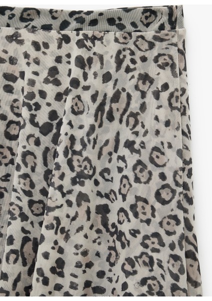 Asimetrik Kesim Slim Fit Midi Leopar Etek modelleri