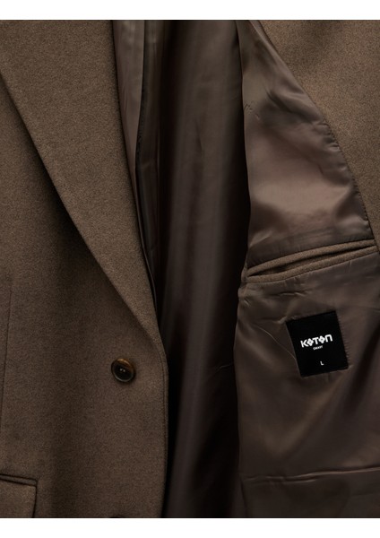 Regular Fit Cepli Mono Yaka Düğmeli Uzun Kaşe Kaban fırsatları