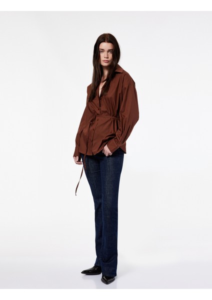 Uzun Kollu Klasik Yaka Bağlama Detaylı Poplin Gömlek fiyatları