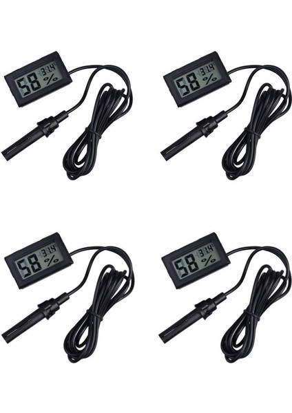 Buğz 4 Adet Dijital Ekran Sıcaklık ve Nem Ölçer - Termometre Higrometre Kuluçka