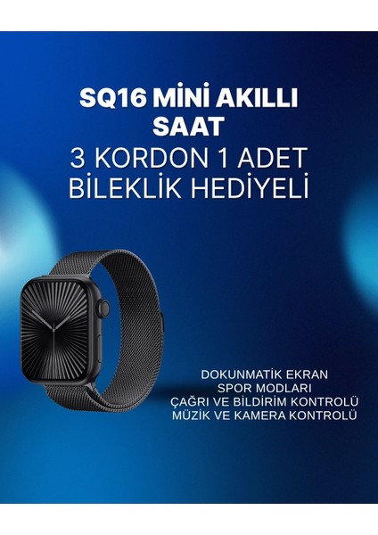 Buğz Mini Series 10 Akıllı Saat | 3 Kordon + Bileklik Hediyeli, Tüm Telefonlarla Uyumlu
