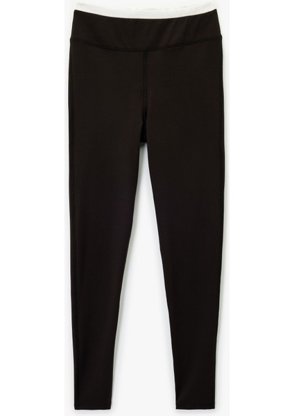 Çift Bel Detaylı Slim Fit Spor Tayt