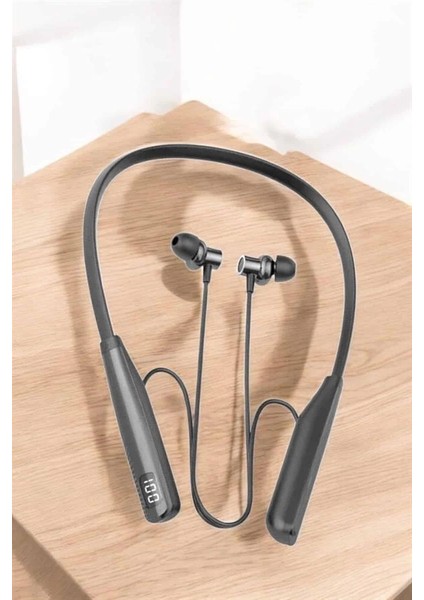 Buğz Boyun Askılı Bluetooth Kulaklık Uzun Şarj Süreli Dijital Göstergeli Kablolu