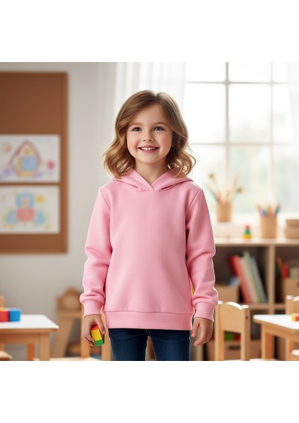 Woody Cord Çocuk Sweatshirt Kapüşonlu - Pembe - Düz fiyatları