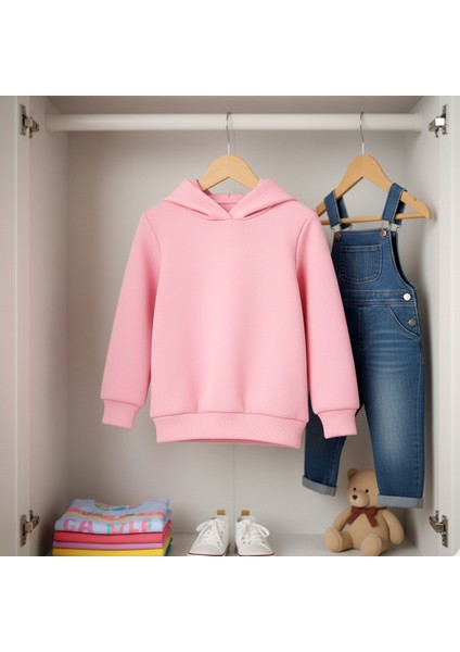 Woody Cord Çocuk Sweatshirt Kapüşonlu - Pembe - Düz fırsatları